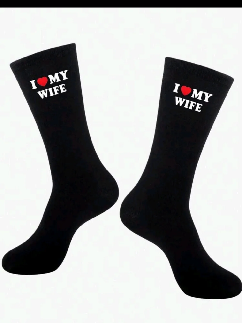 I ♥ My Wife Black Crew Socks - Comfortable Cotton Blend